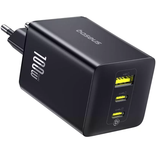 Φορτιστής Δικτύου Baseus EnerFill FE11, 100W, 5A, 1 x USB-A - 2 x USB-C, Γκρι P10182102123