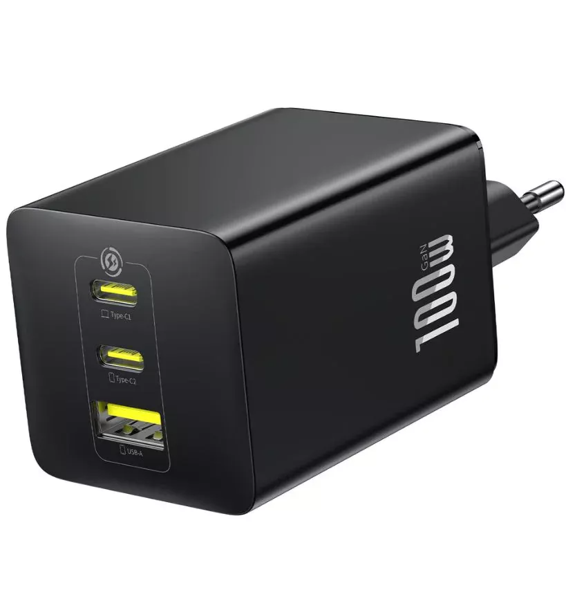Φορτιστής Δικτύου Baseus EnerFill FE11, 100W, 5A, 1 x USB-A - 2 x USB-C, Γκρι P10182102123