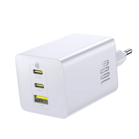 Φορτιστής Δικτύου Baseus EnerFill FE11, 100W, 5A, 1 x USB-A - 2 x USB-C, Λευκό P10182102213-00