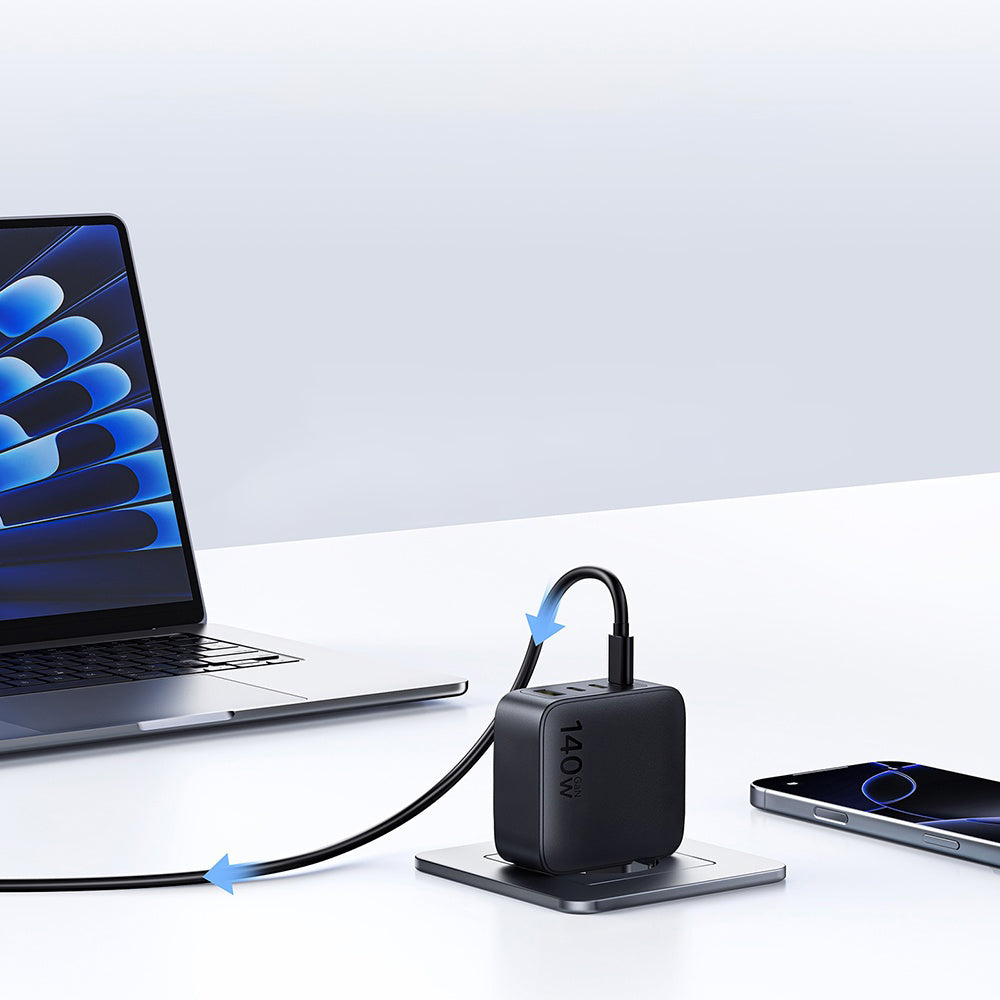 Φορτιστής Δικτύου Baseus EnerFill FH11, 140W, 5A, 1 x USB-A - 3 x USB-C, Μαύρος E0121J00