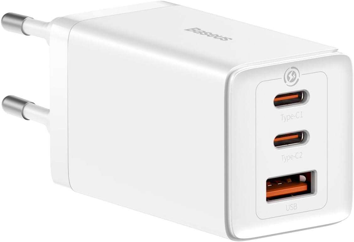 Φορτιστής Δικτύου Baseus GaN5 Pro, 65W, 3.25A, 1 x USB-A - 2 x USB-C, Λευκός CCGP120202
