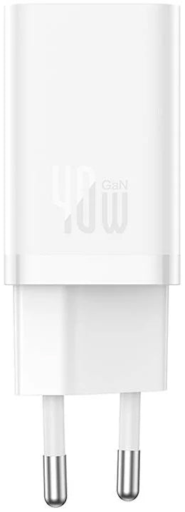 Incarcator Retea Baseus GaN5 Pro, 40W, 3A, 2 x USB-C, Alb CCGP180102