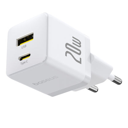 Φορτιστής Δικτύου Baseus Palm, 20W, 3A, 1 x USB-A - 1 x USB-C, Λευκό CCZC20UE