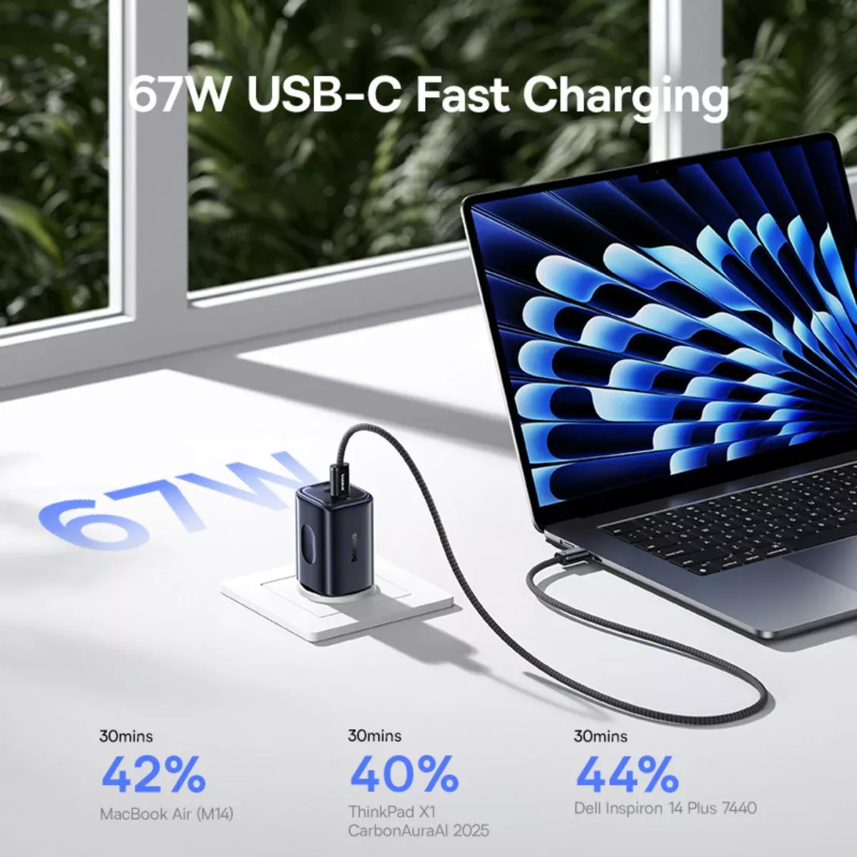 Φορτιστής Δικτύου Baseus PicoGo AE11, 67W, 1 x USB-A - 2 x USB-C, Μαύρο E0121200