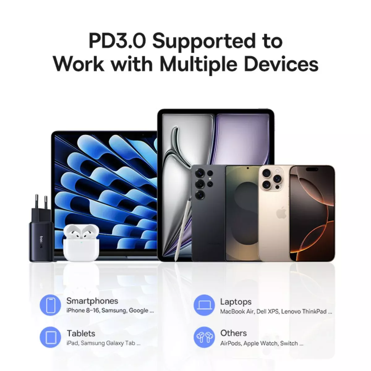 Φορτιστής Δικτύου Baseus PicoGo AE11, 67W, 1 x USB-A - 2 x USB-C, Μαύρο E0121200