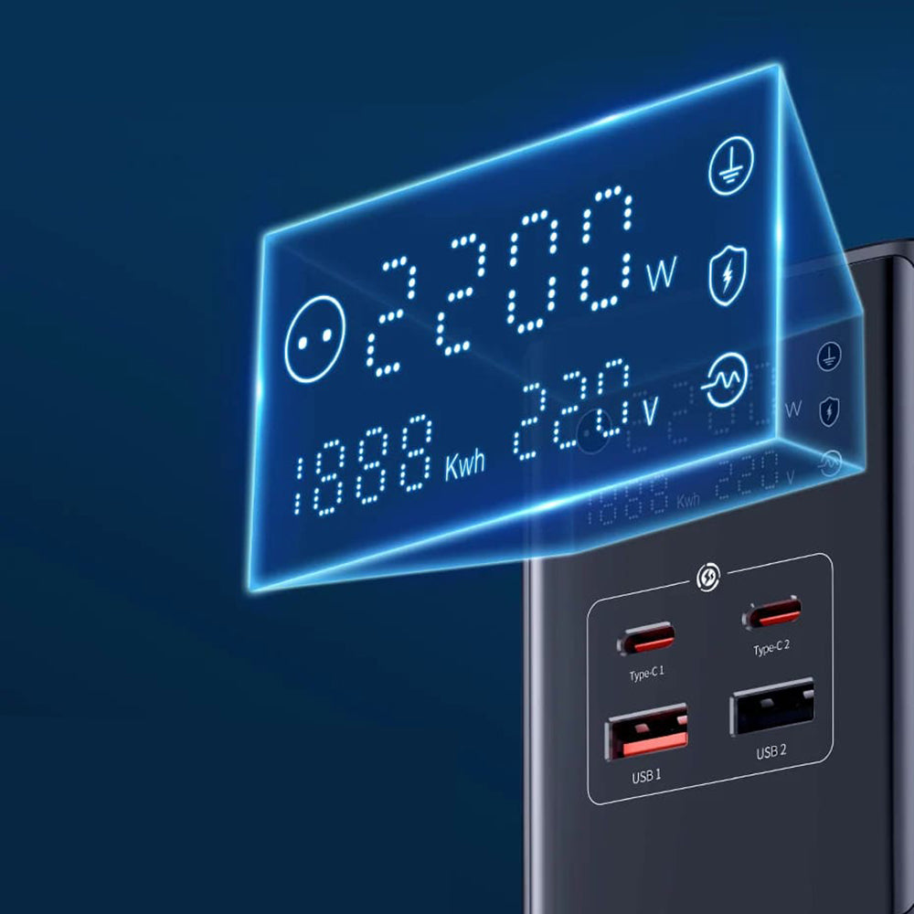 Φορτιστής Δικτύου Baseus PowerCombo, 35W, 5A, 2 x USB-A - 2 x USB-C - 3 x Schuko, Μαύρο, Επανασυσκευασμένο E00023606113-00