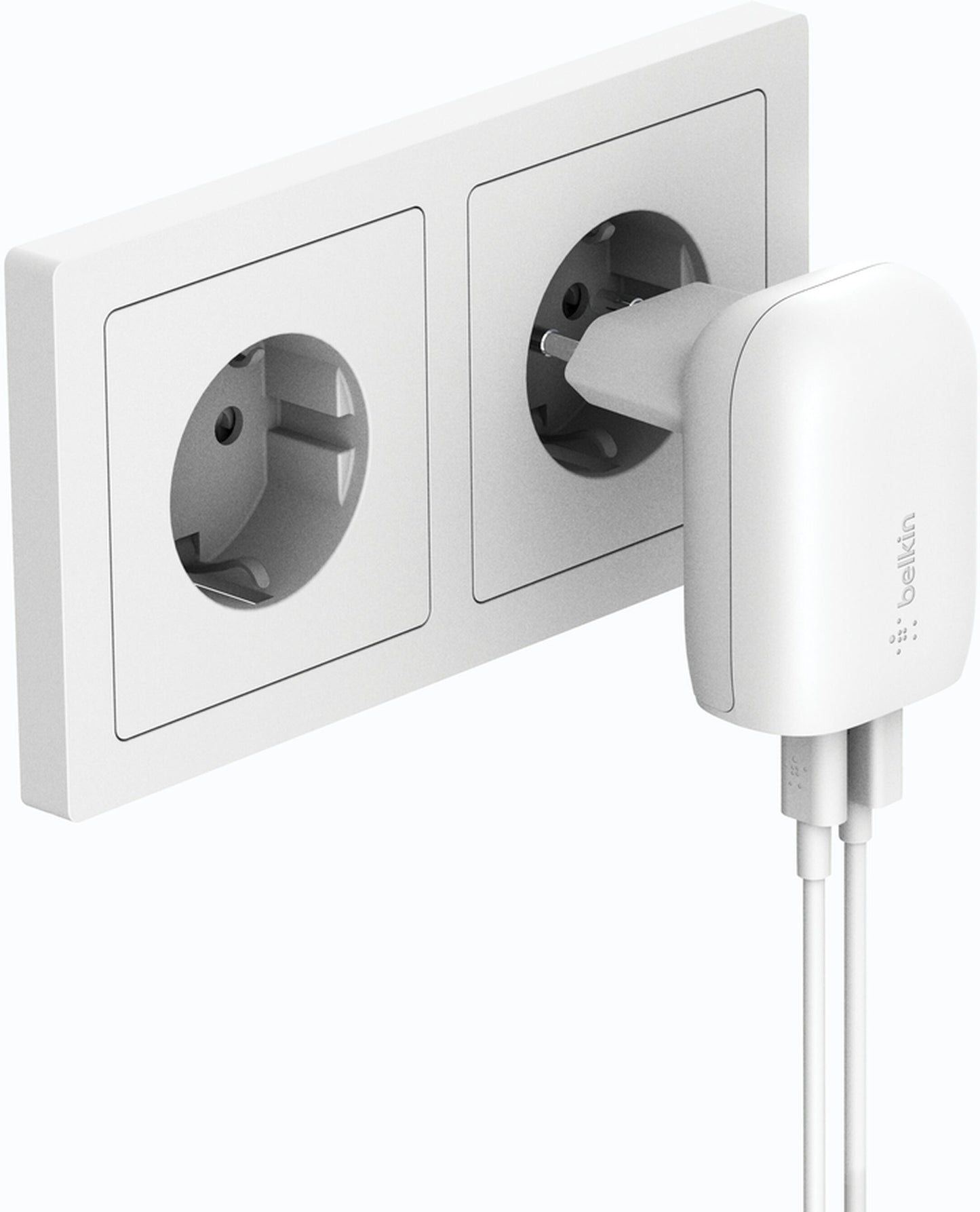 Belkin BoostCharge Dual Wall Charger, 37W, 3A, 1 x USB-A - x USB-C, White WCB007vfWH