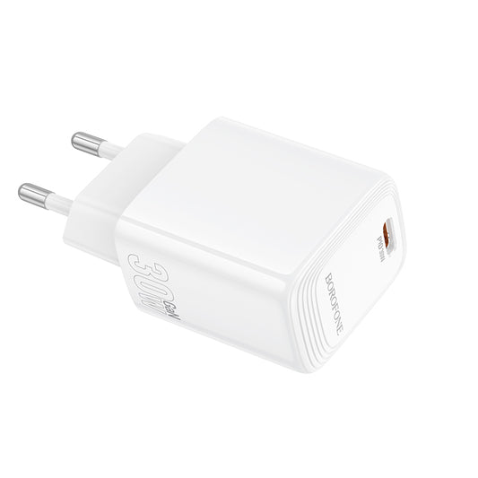 Borofone BN28 Fuente Network Charger, 30W, 3A, 1 x USB-C, White