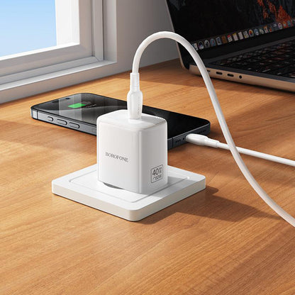 Φορτιστής Δικτύου Borofone BN33 Fuente, 40W, 1 x USB-C, Λευκός