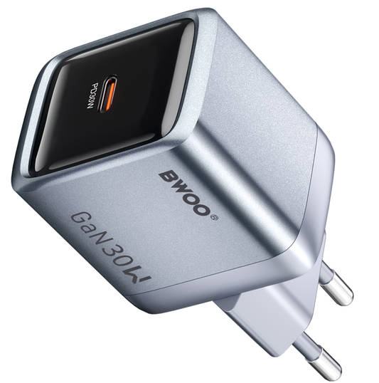 Φορτιστής Δικτύου BWOO BO-CDA236, 30W, 3A, 1 x USB-C, Γκρι