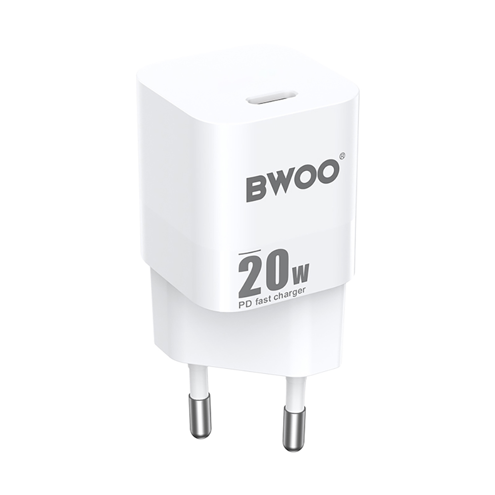 Φορτιστής Δικτύου BWOO CDA155, 20W, 3A, 1 x USB-C, Λευκός