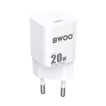 Φορτιστής Δικτύου BWOO CDA155, 20W, 3A, 1 x USB-C, Λευκός