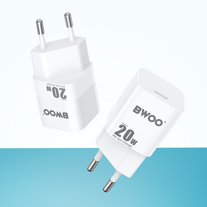 Φορτιστής Δικτύου BWOO CDA155, 20W, 3A, 1 x USB-C, Λευκός
