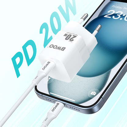Φορτιστής Δικτύου BWOO CDA155, 20W, 3A, 1 x USB-C, Λευκός