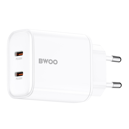 BWOO CDA206 Network Charger, 35W, 3A, 2 x USB-C, White