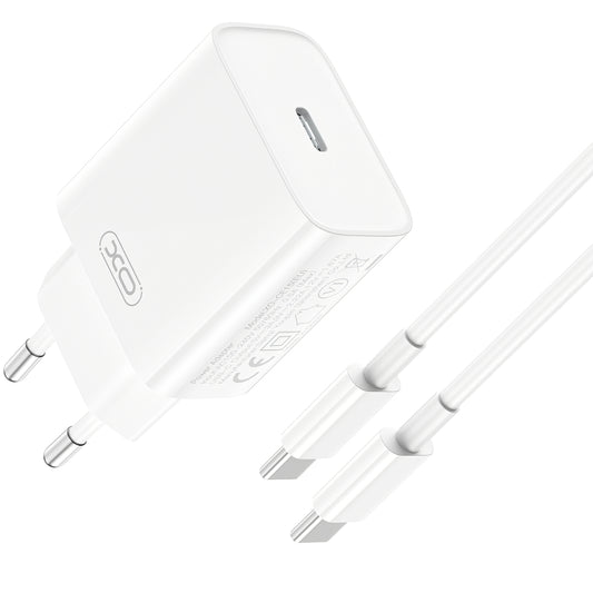Network Charger with USB-C Cable XO Design CE15, 20W, 3A, 1 x USB-C, White