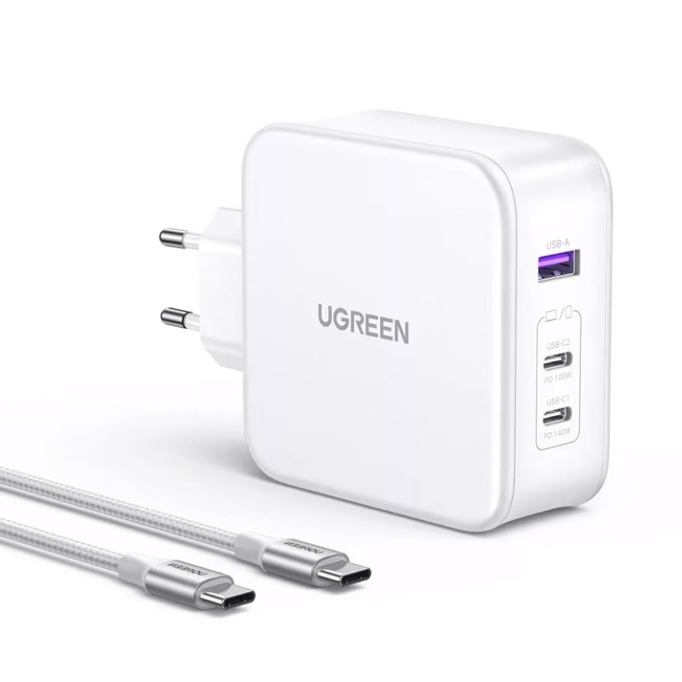 UGREEN CD289, 140W, 5A, 1 x USB-A - 2 x USB-C, Λευκό 