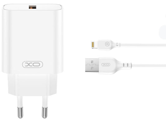 Φορτιστής Δικτύου με Καλώδιο Lightning XO Design CE33, 18W, 3A, 1 x USB-A, Λευκό