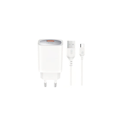 Φορτιστής Δικτύου με Καλώδιο USB-C XO Design CE19, 18W, 3A, 1 x USB-A, Λευκό