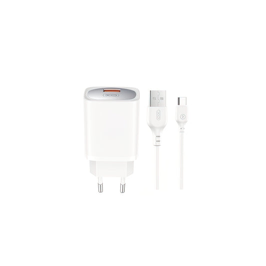 Φορτιστής Δικτύου με Καλώδιο USB-C XO Design CE19, 18W, 3A, 1 x USB-A, Λευκό