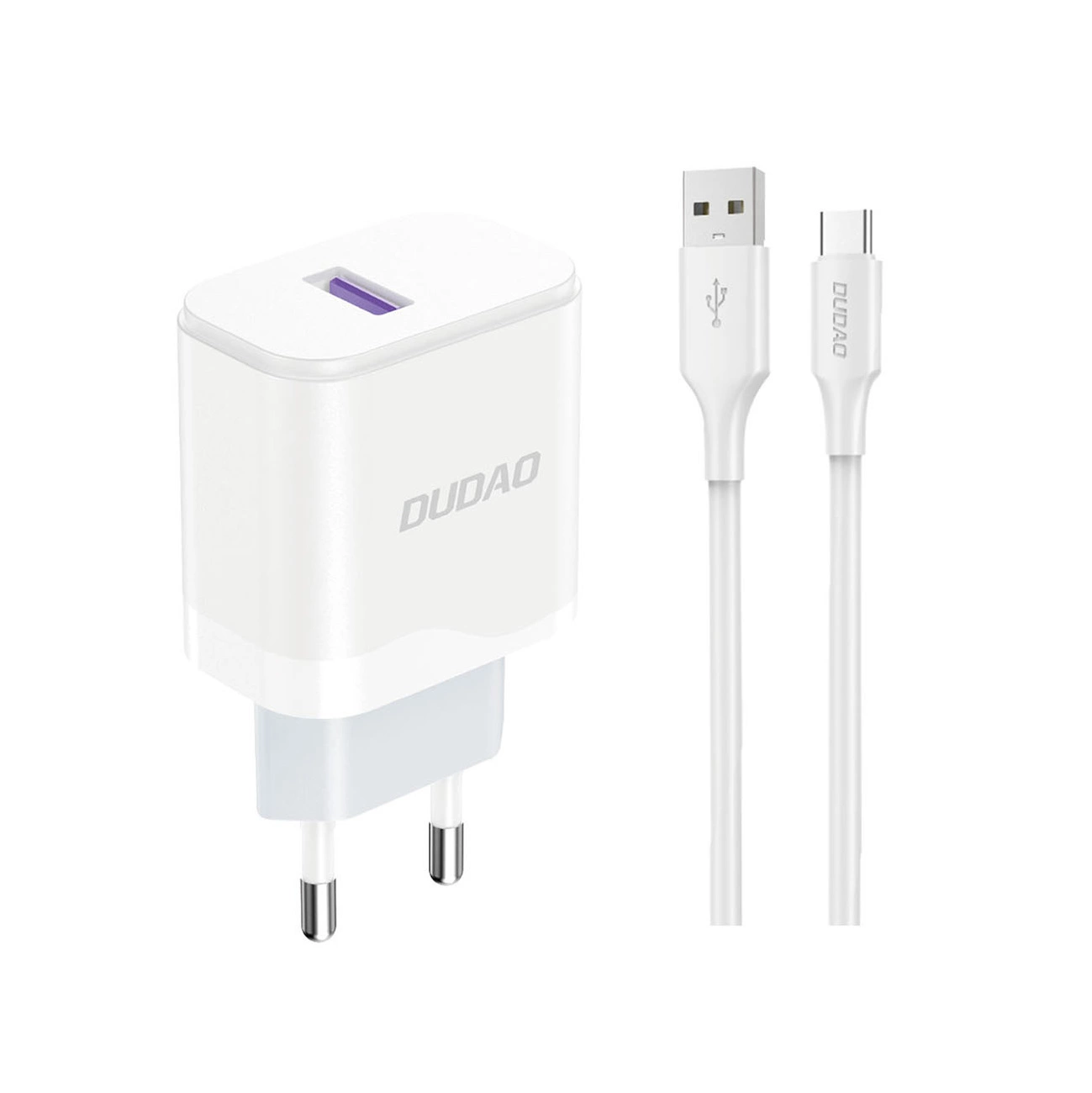 Φορτιστής Δικτύου με Καλώδιο USB-C Dudao A20EU, 18W, 3A, 1 x USB-A, Λευκό