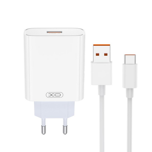 Network Charger with USB-C Cable XO Design L164, 30W, 1 x USB-A, White