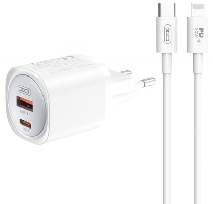 Φορτιστής Δικτύου με Καλώδιο Lightning XO Design CE21, 30W, 3A, 1 x USB-A - 1 x USB-C, Λευκό
