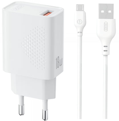 Φορτιστής Δικτύου με Καλώδιο microUSB XO Design L159, 18W, 3A, 1 x USB-A, Λευκό