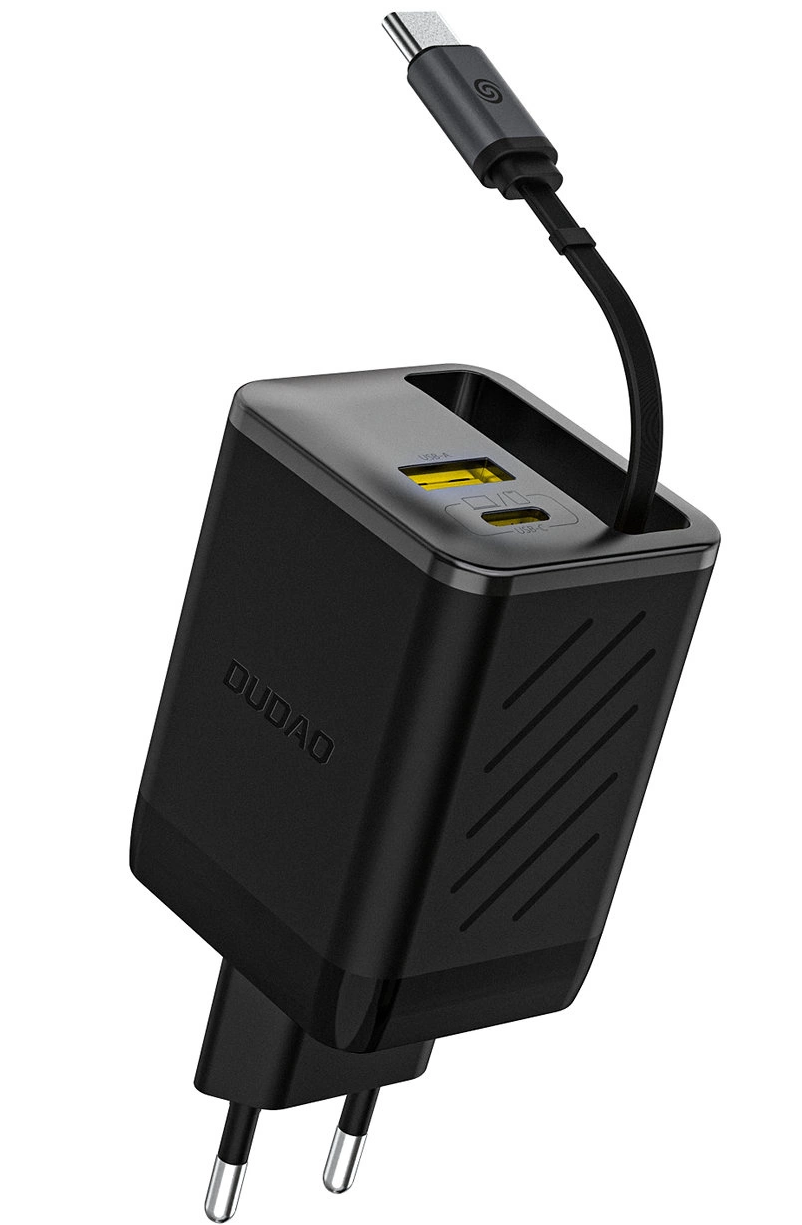 Φορτιστής Δικτύου με Καλώδιο USB-C Dudao A67EU, 67W, 3.35A, 1 x USB-A - 1 x USB-C, Μαύρο