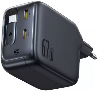 Φορτιστής Δικτύου με Καλώδιο USB-C Baseus EnerCore CJ11, 67W, 3.35A, 2 x USB-C, Μαύρο E0121E00