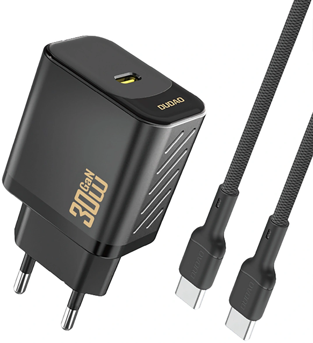 Dudao A27PCEU USB-C Cable Wall Charger, 30W, 3A, 1 x USB-C, Black