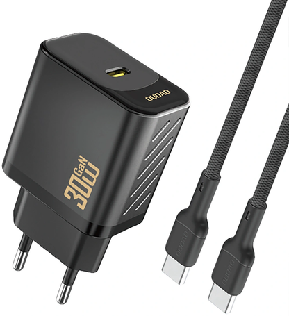 Dudao A27PCEU USB-C Cable Wall Charger, 30W, 3A, 1 x USB-C, Black