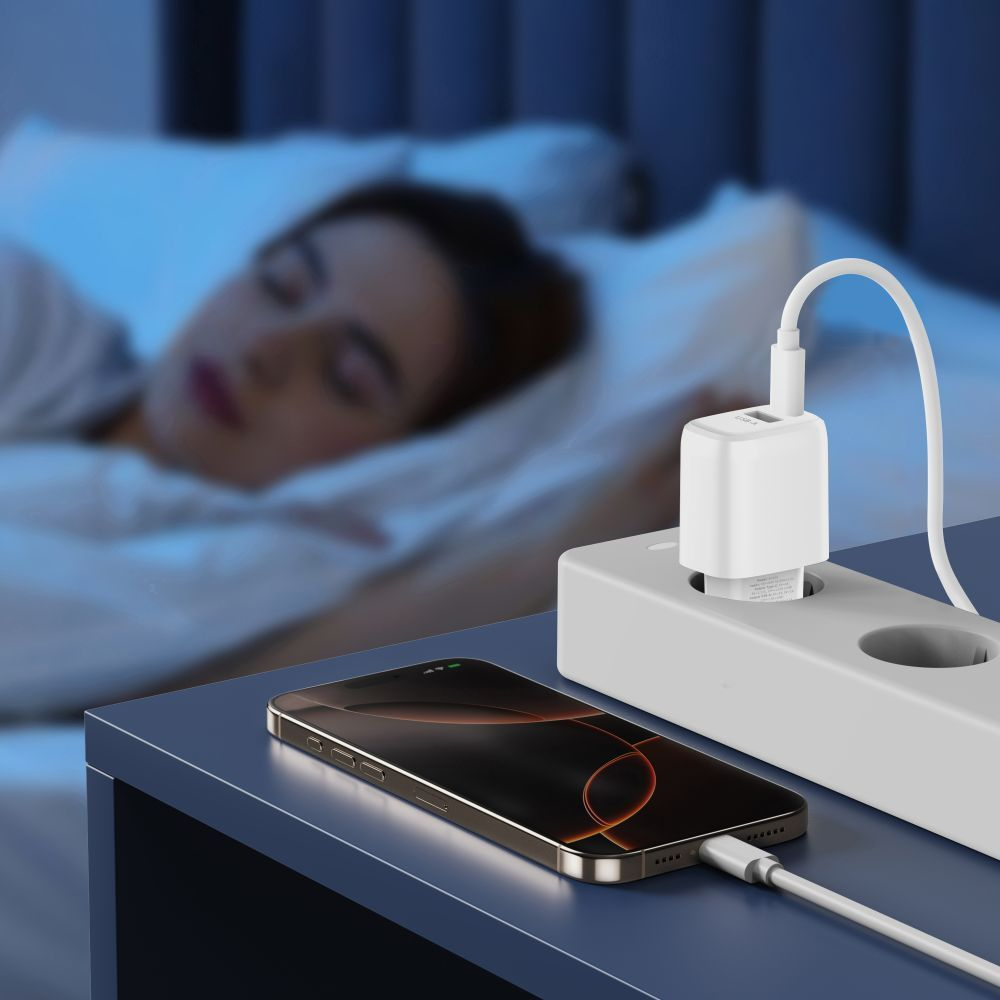 Tech-Protect NCA20 USB-C Cable Wall Charger, 20W, 3A, 1 x USB-A - 1 x USB-C, White