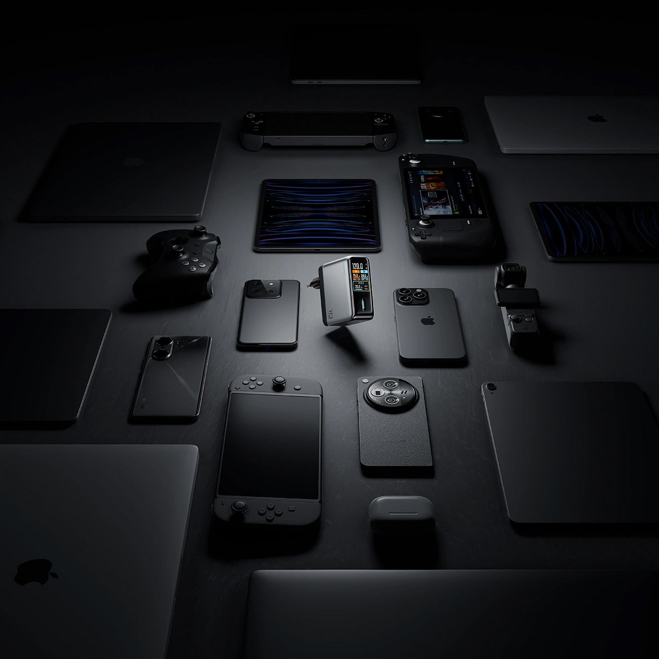 Φορτιστής Δικτύου με Καλώδιο USB-C Cuktech AD1204U Οθόνη, 120W, 6A, 1 x USB-A - 2 x USB-C, Ασημί