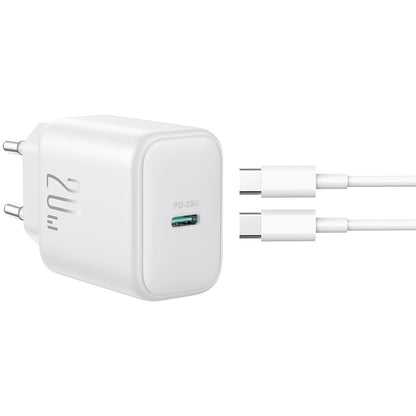 Φορτιστής Δικτύου με Καλώδιο USB-C Joyroom JR-TCF20, 20W, 3A, 1 x USB-C, Λευκό