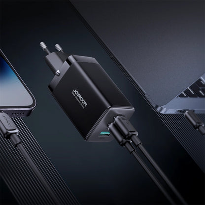 Φορτιστής Δικτύου με Καλώδιο USB-C Joyroom TCG01, 65W, 3.25A, 1 x USB-A - 2 x USB-C, Μαύρο