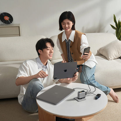 Φορτιστής Δικτύου με Καλώδιο USB-C Cuktech AD1204U Οθόνη, 120W, 6A, 1 x USB-A - 2 x USB-C, Ασημί