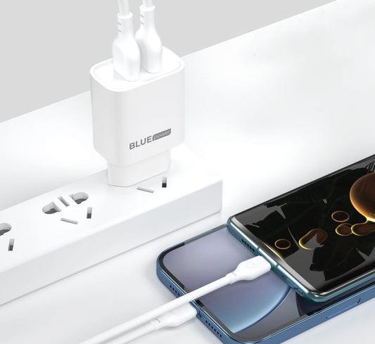 Blue Power BPCE12C Φορτιστής δικτύου με καλώδιο USB-C BPCE12C, 20W, 3A, 1 x USB-A - 1 x USB-C, Λευκό