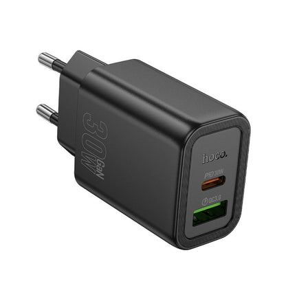 HOCO N63 Network Charger, 30W, 3A, 1 x USB-A - 1 x USB-C, Black