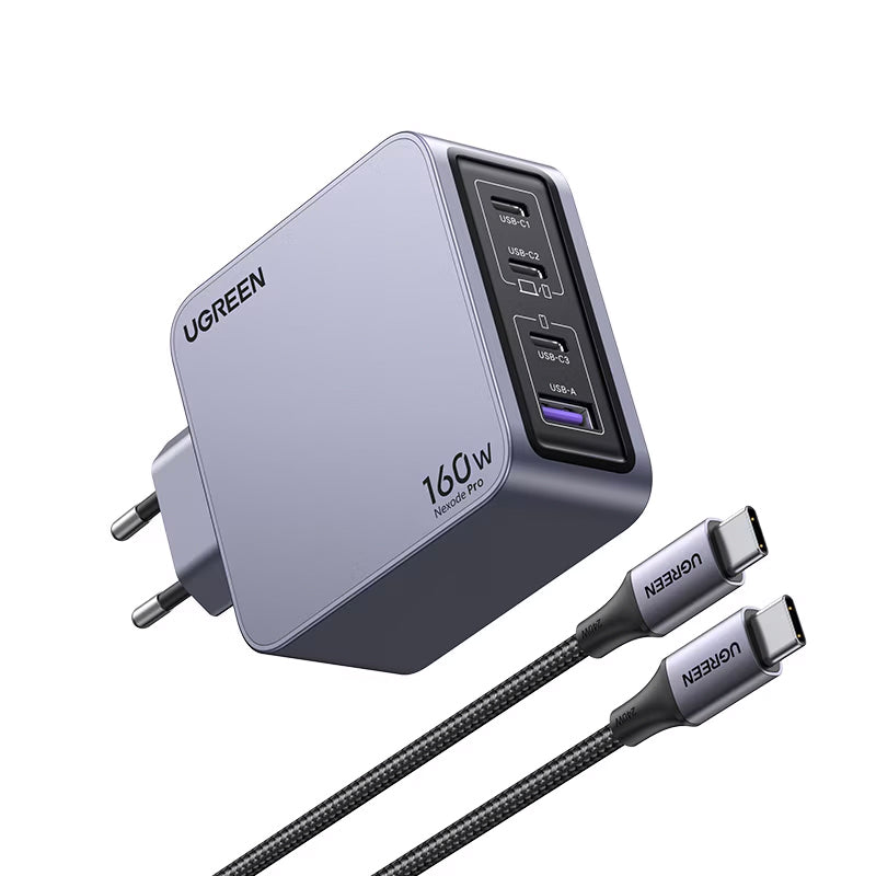 Φορτιστής δικτύου UGREEN X763 Nexode Pro Καλώδιο USB-C, 160W, 3,25A, 1 x USB-A - 3 x USB-C, γκρι 