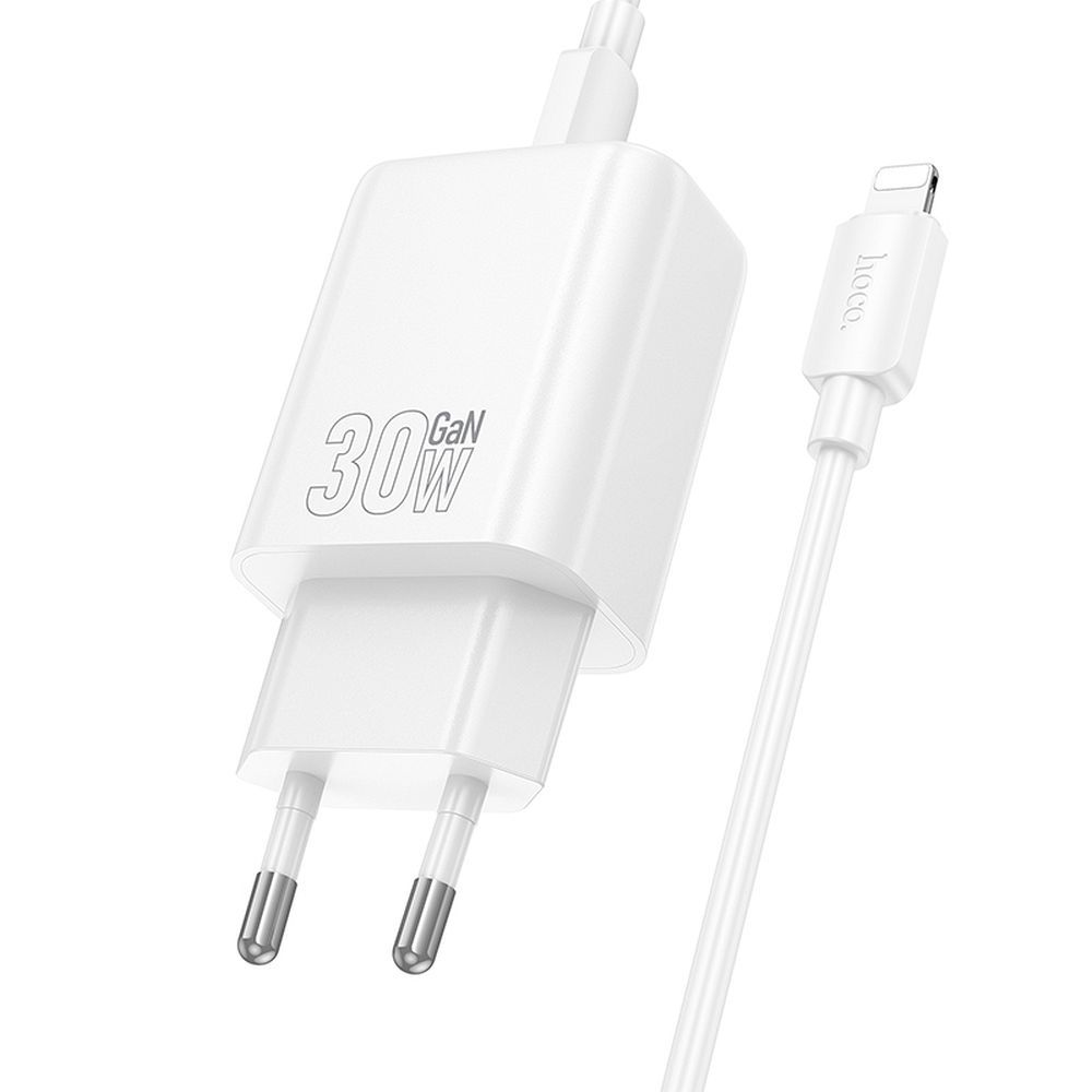Φορτιστής Δικτύου με Καλώδιο Lightning HOCO N62, 30W, 3A, 1 x USB-C, Λευκό