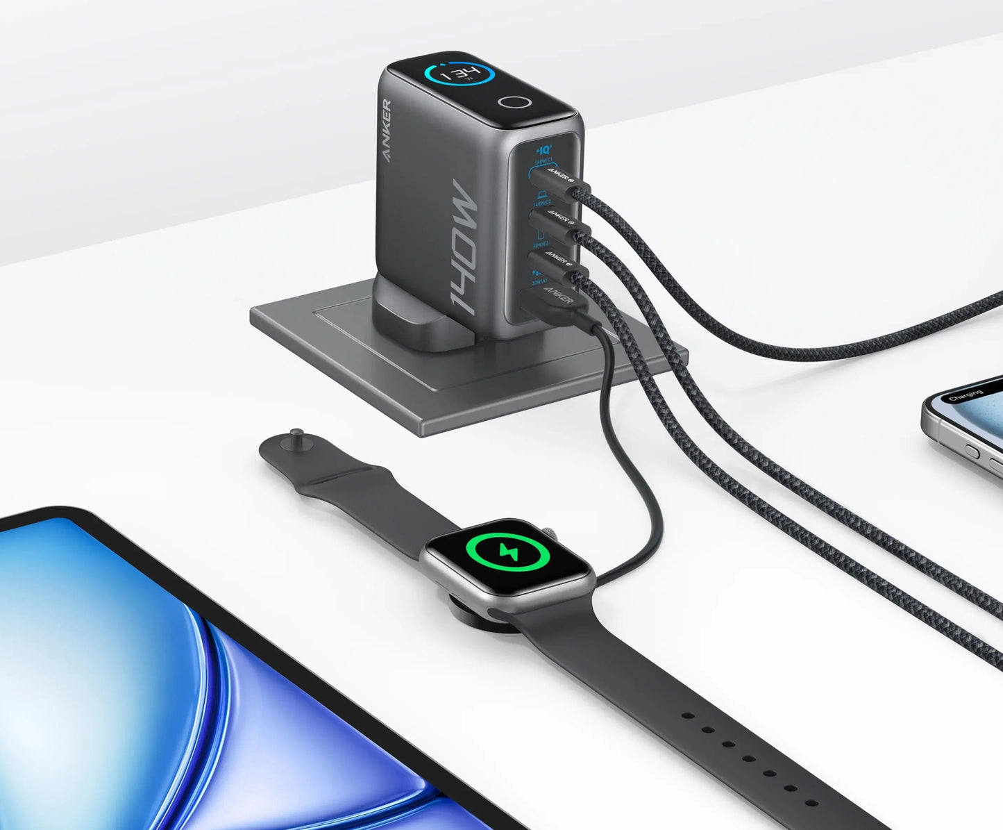 Φορτιστής Δικτύου με Καλώδιο USB-C Anker Zolo, 140W, 5A, 1 x USB-A - 3 x USB-C, Μαύρο B2697GZ1