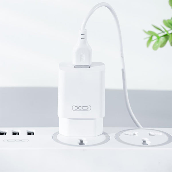 Φορτιστής Δικτύου με Καλώδιο microUSB XO Design L99, 12W, 2.4A, 1 x USB-A, Λευκό
