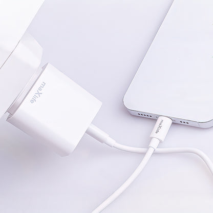 Φορτιστής Δικτύου με Καλώδιο USB-C MaXlife MXTC-06-20AC, 20W, 3A, 1 x USB-A - 1 x USB-C, Λευκό