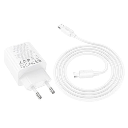 Network Charger with USB-C Cable HOCO N55, 20W, 3A, 2 x USB-A - 2 x USB-C, White