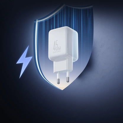Φορτιστής Δικτύου με Καλώδιο USB-C Joyroom JR-TCL05, 45W, 3A, 2 x USB-C, Λευκό