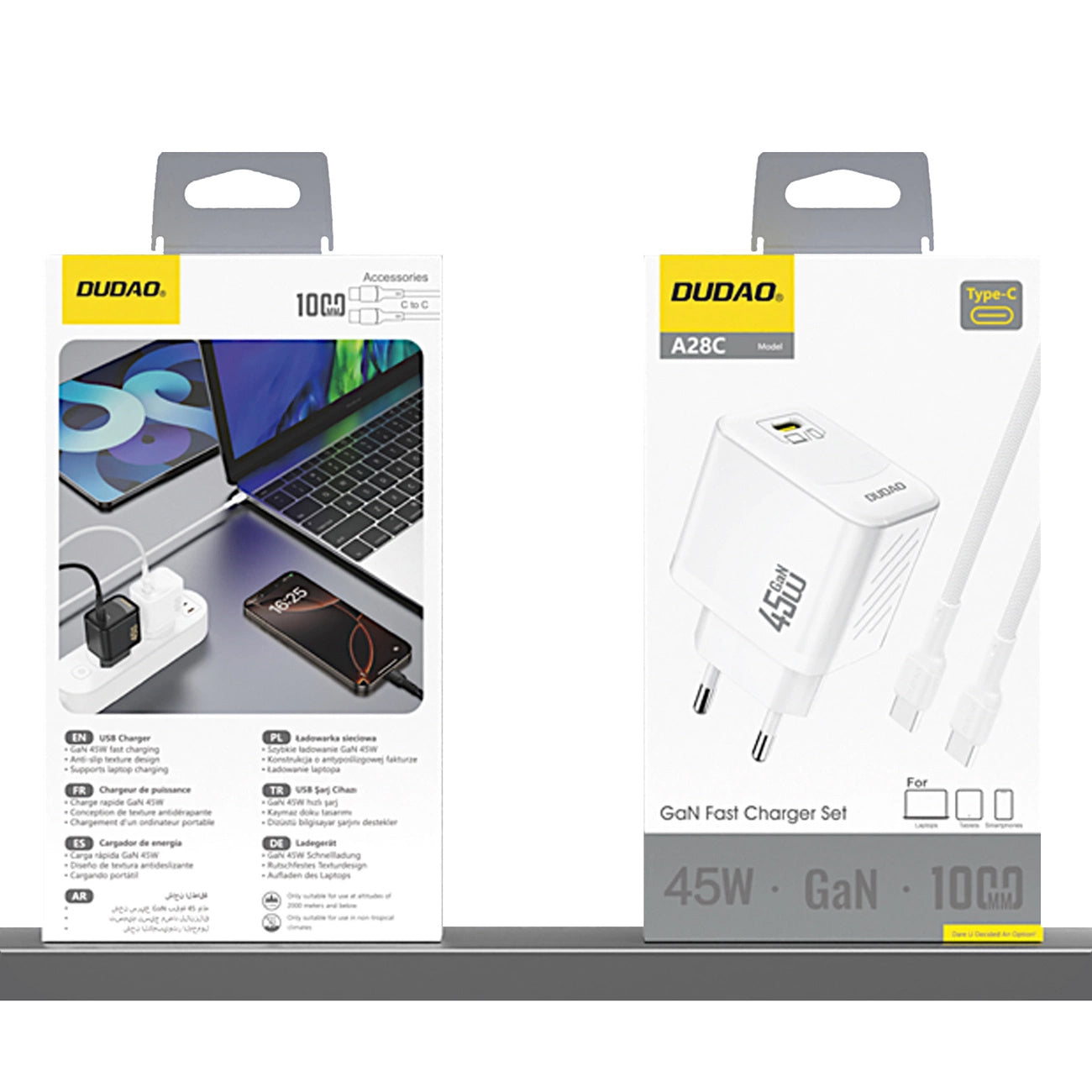 Φορτιστής Δικτύου με Καλώδιο USB-C Dudao A28C, 45W, 3A, 1 x USB-C, Λευκό