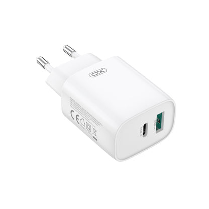 Network Charger with USB-C Cable XO Design CE29, 20W, 3A, 1 x USB-A - 1 x USB-C, White