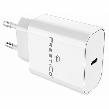 Φορτιστής Δικτύου με Καλώδιο USB-C Prestico F15S-C, 30W, 3A, 1 x USB-C, Λευκό
