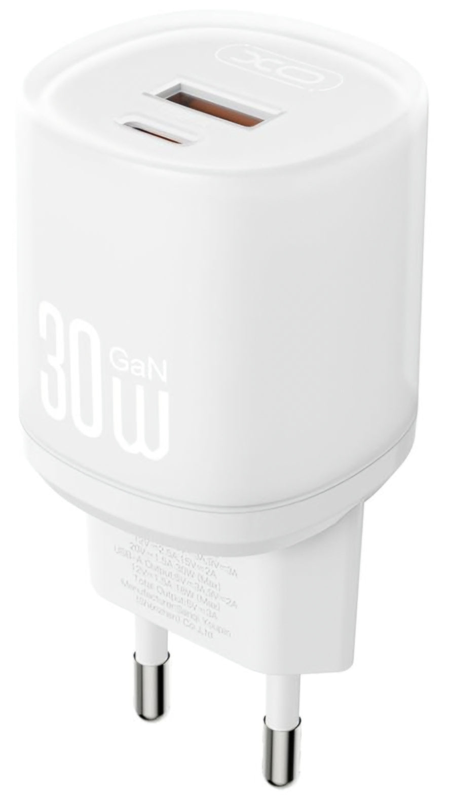 Φορτιστής Δικτύου με Καλώδιο USB-C XO Design L151, 30W, 3A, 1 x USB-A - 1 x USB-C, Λευκό